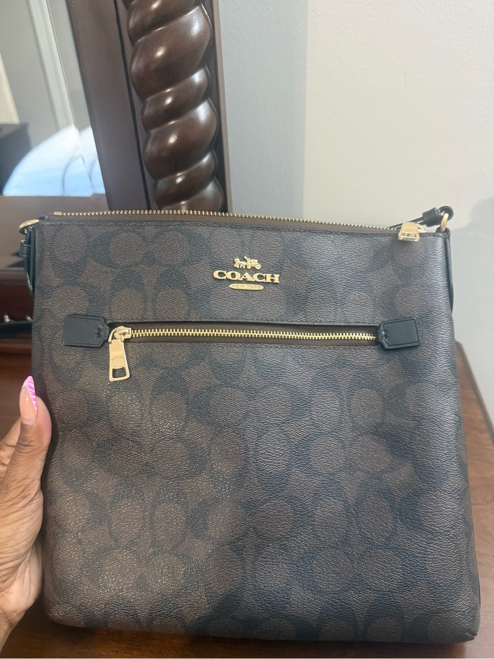 Coach Brown Signature Crossbody with Gold Hardware